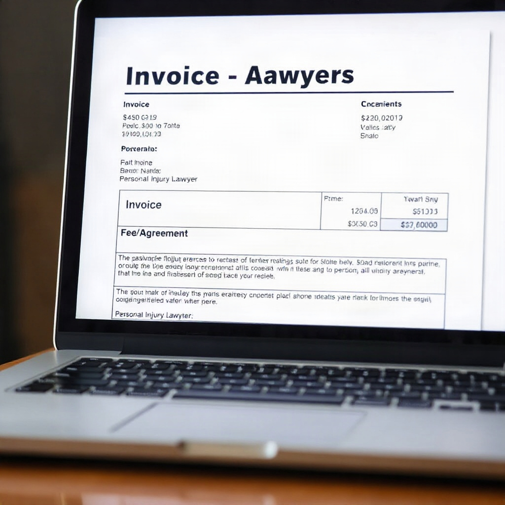 Laptop screen showing invoice or fee agreement document